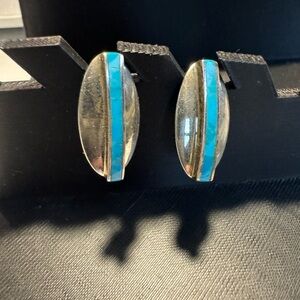 Jay King Silver and Turquoise Oval Earrings